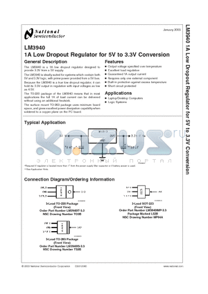 LM3940IS-3.3 datasheet - 1A Low Dropout Regulator for 5V to 3.3V Conversion