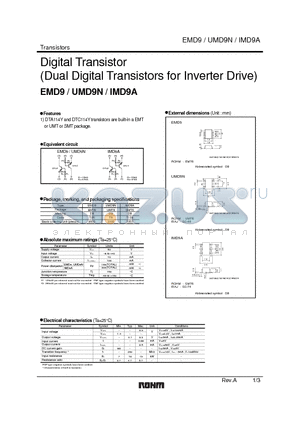 EMD9 datasheet - Digital Transistor (Dual Digital Transistors for Inverter Drive)