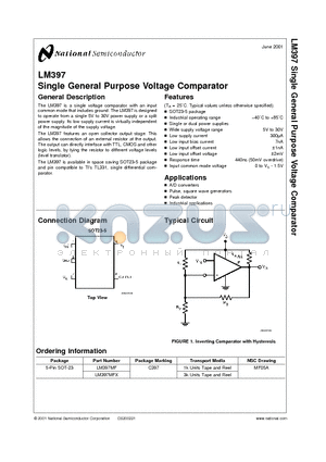 LM397 datasheet - Single General Purpose Voltage Comparator