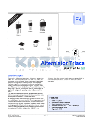 Q2025J6 datasheet - Alternistor Triacs (6 A to 40 A)