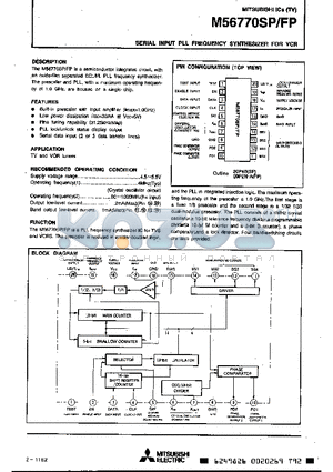 M56770FP datasheet - SERIAL INPUT PLL FREQUENCY SYNTHESIZER FOR VCR