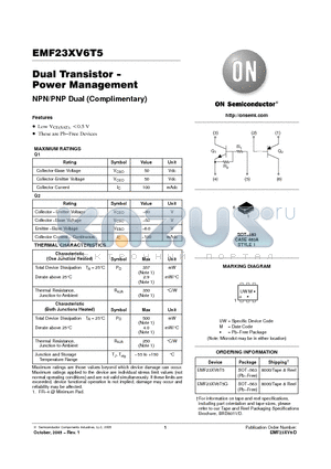 EMF23XV6T5G datasheet - Dual Transistor − Power Management