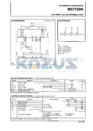 M57729H datasheet - 450-470MHz 12.5V,30W,FM MOBILE RADIO