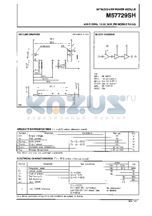 M57729SH datasheet - 490-512MHz 12.5V,30W,FM MOBILE RADIO