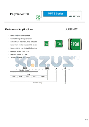 MPTS0805L010 datasheet - Polymeric PTC