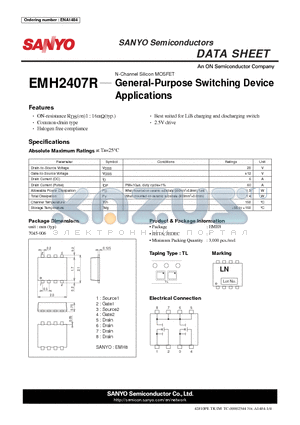 EMH2407R datasheet - General-Purpose Switching Device Applications