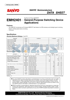 EMH2401 datasheet - N-Channel Silicon MOSFET General-Purpose Switching Device