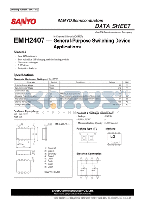 EMH2407 datasheet - General-Purpose Switching Device Applications