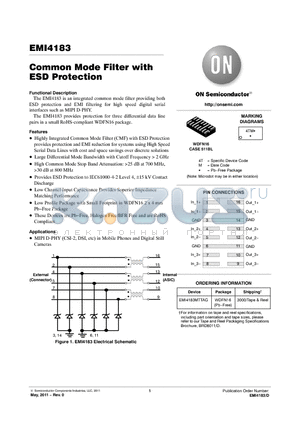 EMI4183 datasheet - Common Mode Filter with ESD Protection