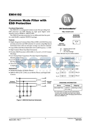 EMI4192MTTAG datasheet - Common Mode Filter with ESD Protection