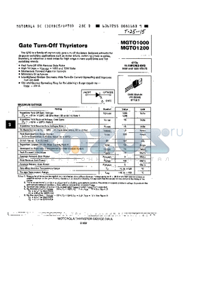 MGTO1000 datasheet - GATE TURN OFF THYRISTORS