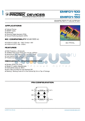 EMIF01-150 datasheet - EMI FILTER/TVS ARRAY