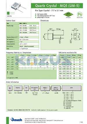 Q30.0-MQ5-30-3 datasheet - QuQarutza rCtzr yCsrtyas