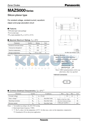 MAZS100 datasheet - Silicon planar type