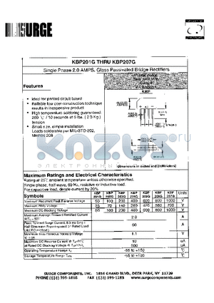 KBP201G datasheet - Single Phase 2.0 AMPS. Glass Passivated Bridge Rectifiers