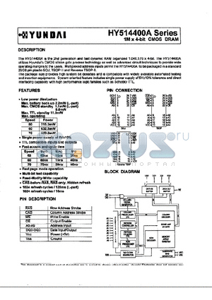 HY514400A datasheet - 1M x 4-bit CMOS DRAM