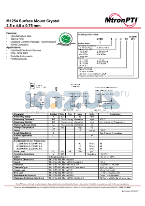 M12542DG datasheet - Surface Mount Crystal