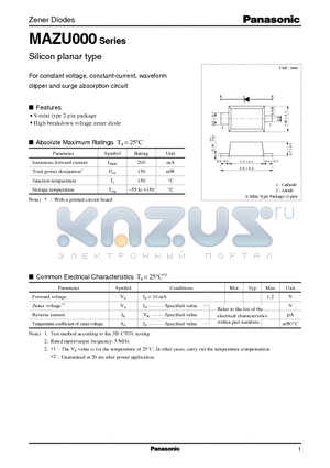 MAZU000 datasheet - Silicon planar type