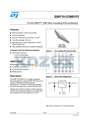 EMIF10-COM01F2_08 datasheet - 10-line IPAD, EMI filter including ESD protection
