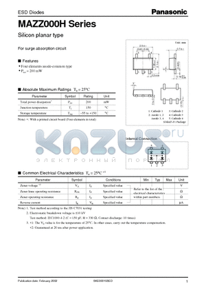 MAZZ120H datasheet - Silicon planar type
