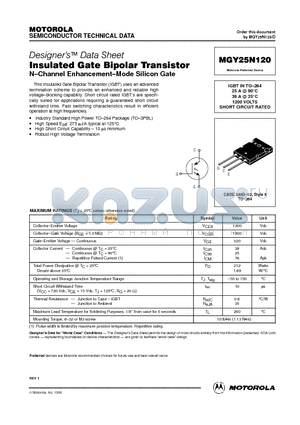MGY25N120 datasheet - Insulated Gate Bipolar Transistor