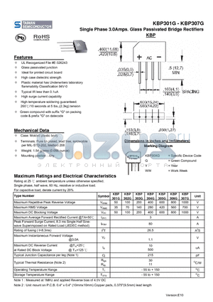 KBP301G_11 datasheet - Single Phase 3.0Amps. Glass Passivated Bridge Rectifiers