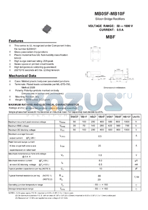 MB05F datasheet - Silicon Bridge Rectifiers