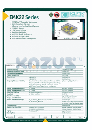 EMK22H2J-50.000MTR datasheet - OSCILLATOR