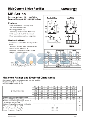 MB1005-1010 datasheet - High Current Bridge Rectifier