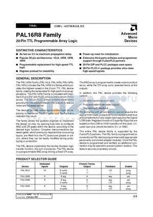 PAL16L82 datasheet - 20-Pin TTL Programmable Array Logic