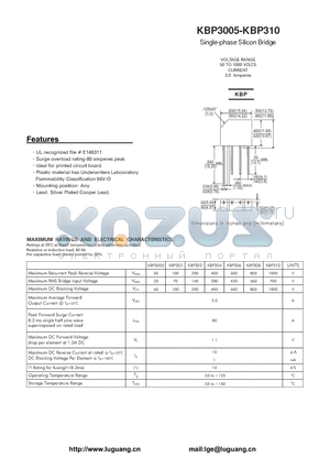 KBP306 datasheet - Single-phase Silicon Bridge