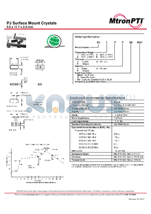 PJ6PMXX datasheet - Surface Mount Crystals