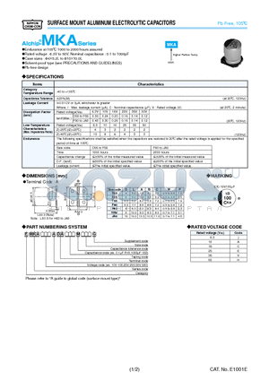 EMKA160ADA220ME55G datasheet - SURFACE MOUNT ALUMINUM ELECTROLYTIC CAPACITORS