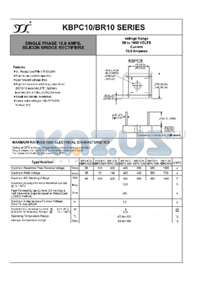 KBPC10-BR10 datasheet - SINGLE PHASE 10.0 AMPS. SILICON BRIDGE RECTIFIERS