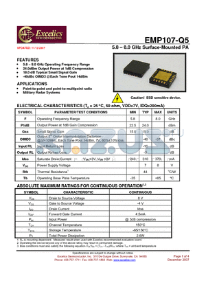 EMP107-Q5 datasheet - 5.8 - 8.0 GHz Surface-Mounted PA