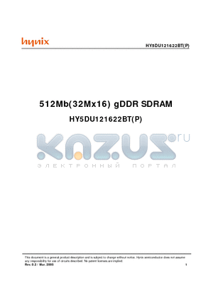 HY5DU121622BT-6 datasheet - 512Mb(32Mx16) gDDR SDRAM