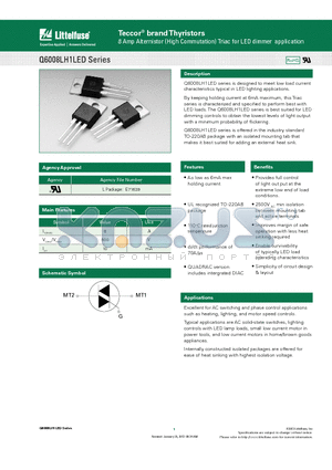 Q6008LH1LED datasheet - Q6008LH1LED series is designed to meet low load current characteristics typical in LED lighting applications.