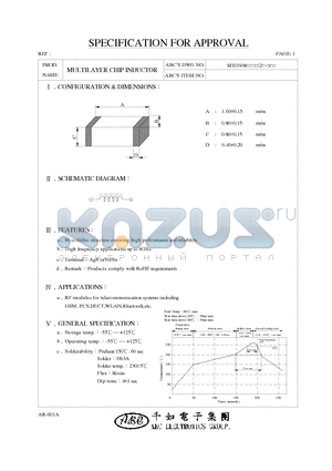 MH160818NJ2 datasheet - MULTILAYER CHIP INDUCTOR