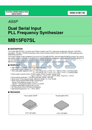 MB15F07SLPV1 datasheet - Dual Serial Input PLL Frequency Synthesizer