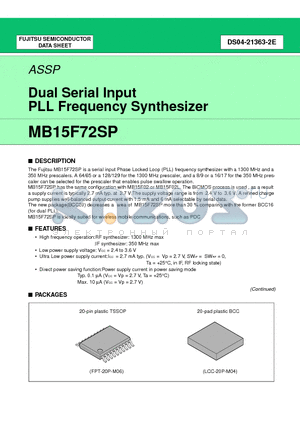 MB15F72SPPFT datasheet - Dual Serial Input PLL Frequency Synthesizer