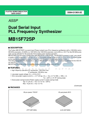 MB15F72SPPV datasheet - Dual Serial Input PLL Frequency Synthesizer