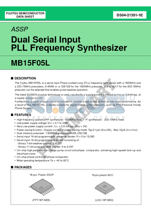 MB15F05LPV datasheet - Dual Serial Input PLL Frequency Synthesizer
