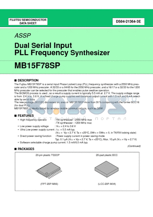 MB15F78SPPFT datasheet - Dual Serial Input PLL Frequency Synthesizer