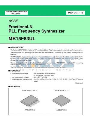 MB15F83ULPVA datasheet - Fractional-N PLL Frequency Synthesizer