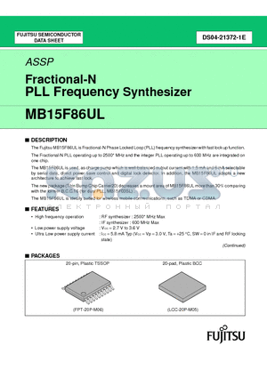 MB15F86UL datasheet - Fractional-N PLL Frequency Synthesizer