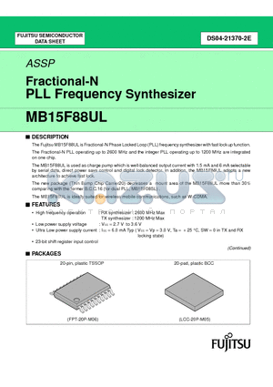MB15F88ULPFT datasheet - Fractional-N PLL Frequency Synthesizer