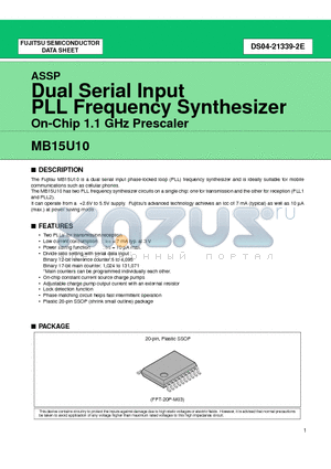 MB15U10 datasheet - Dual Serial Input PLL Frequency Synthesizer On-Chip 1.1 GHz Prescaler