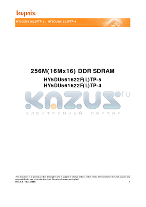 HY5DU561622FTP-4 datasheet - 256M(16Mx16) DDR SDRAM