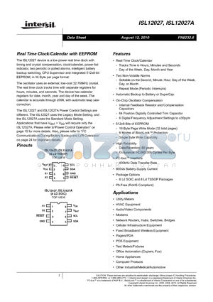 ISL12027IBZ datasheet - Real Time Clock/Calendar with EEPROM