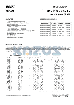 M12L128168A datasheet - 2M x 16 Bit x 4 Banks Synchronous DRAM